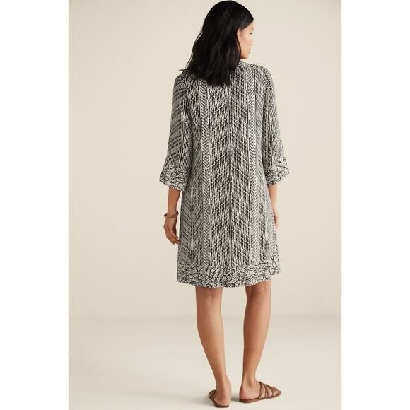 Soft Surroundings Raven Shift Dress Sz M Black White Flattering Boho Beachy NWOT - Picture 2 of 10